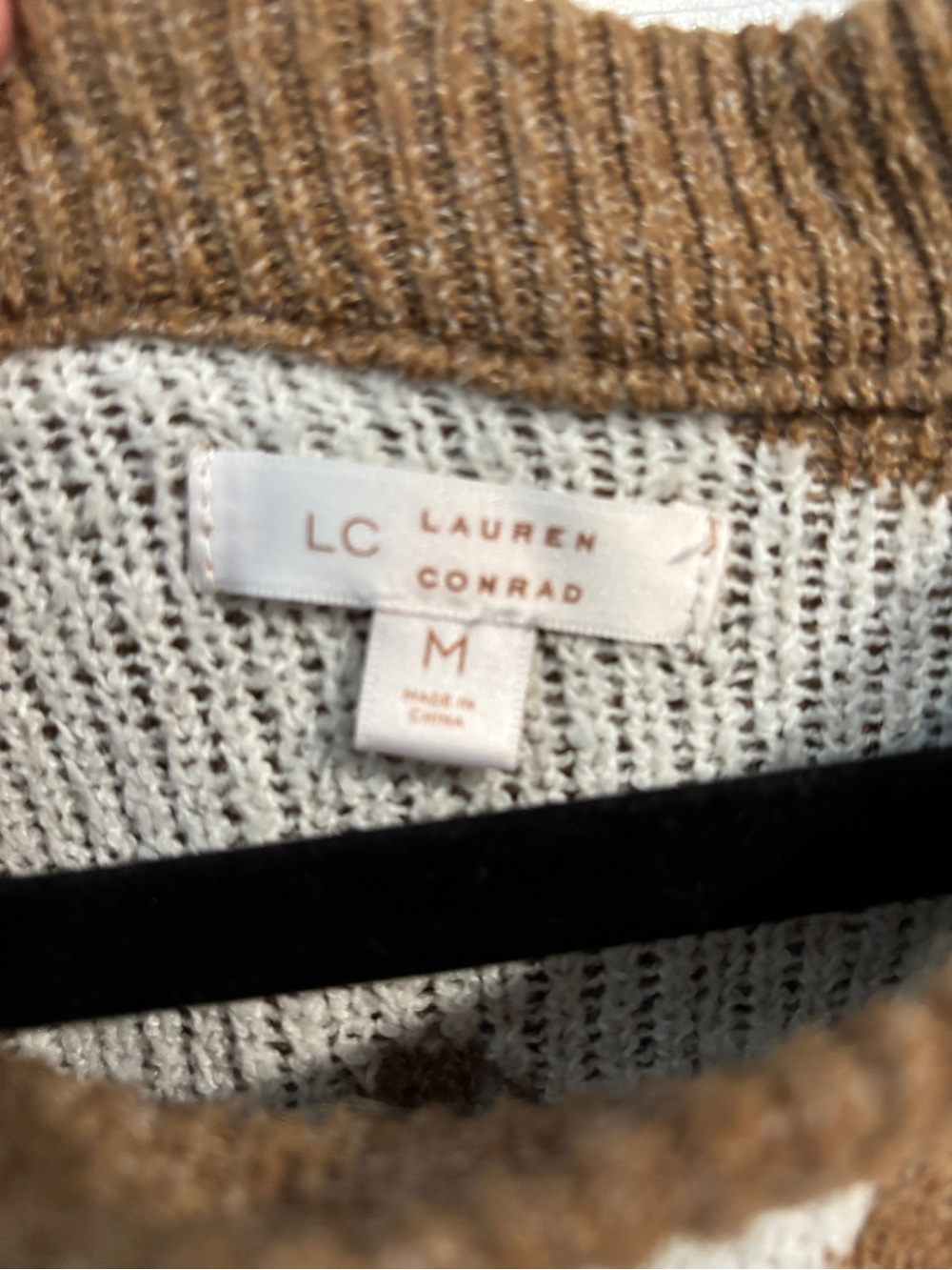LC Lauren Conrad Brown Polka Dot Crewneck Sweater - Picture 3 of 4